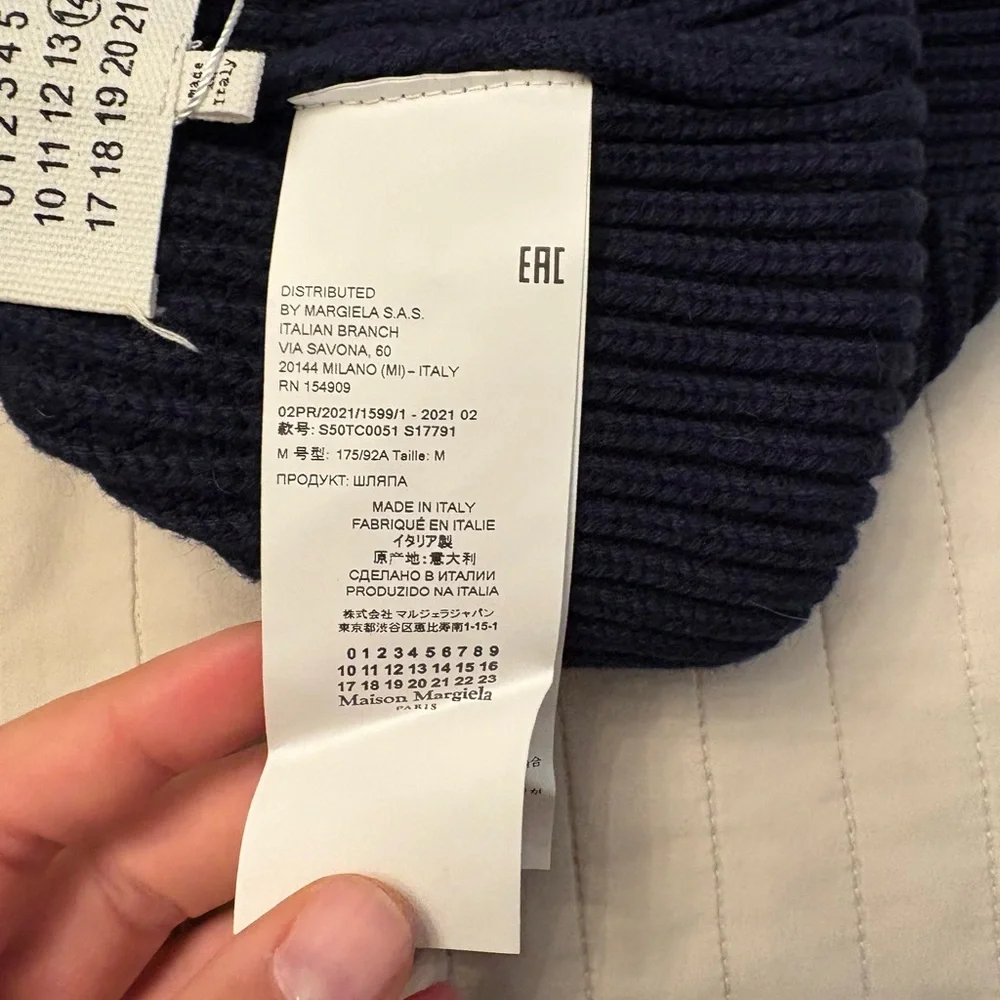 Maison Martin Margiela Dark Blue Knit Hat beanie nwt Italy gift able  men women - Picture 9 of 13